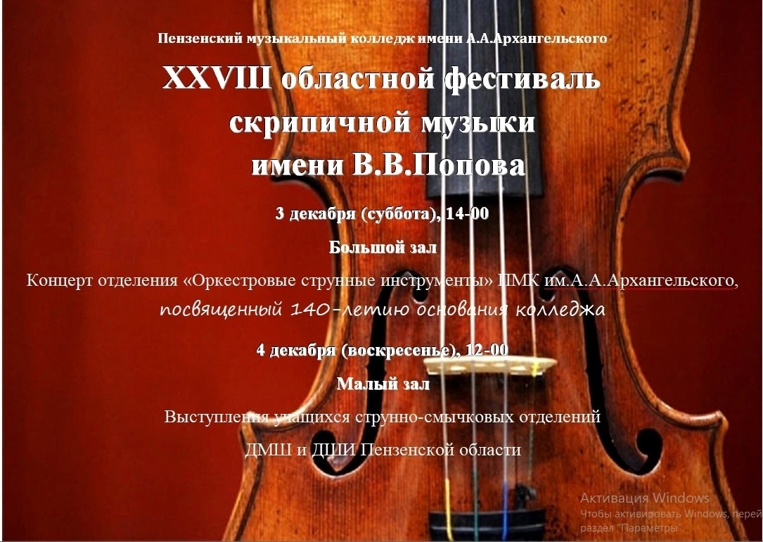 XXVIII областной фестиваль скрипичной музыки им. В.В.Попова